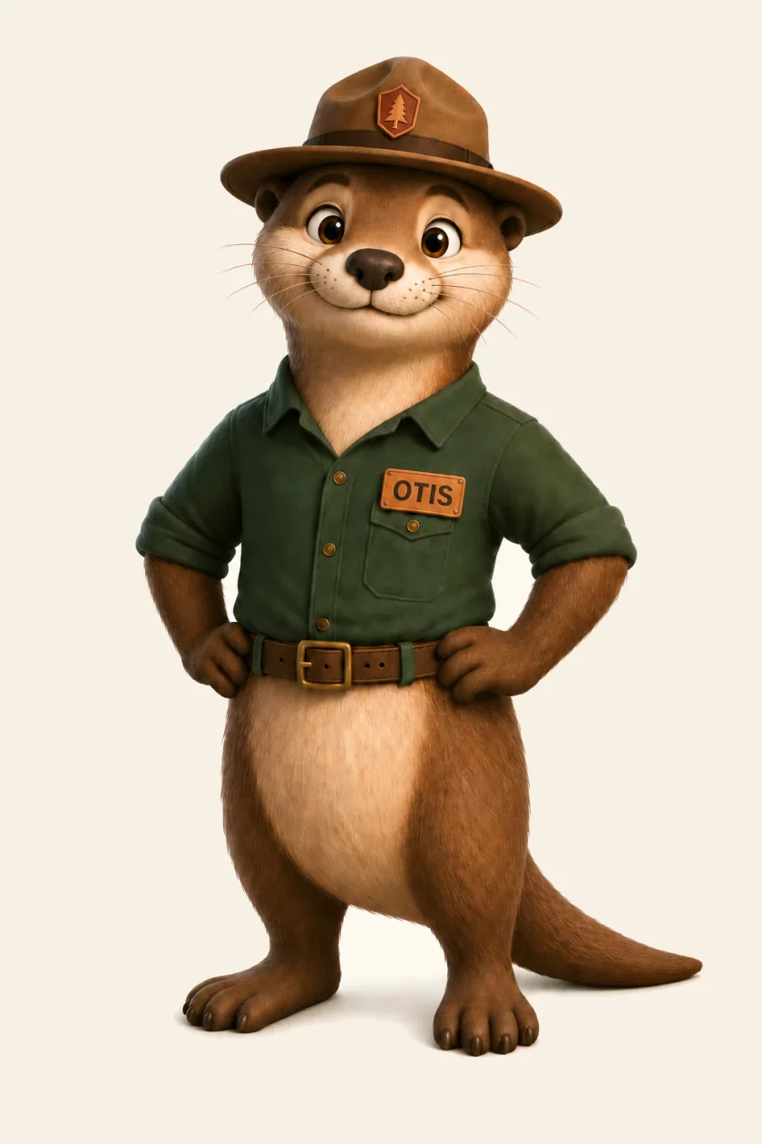 Otis the otter park ranger, the Otterwatch mascot